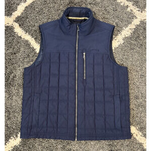 Orvis Quilted Vest Jacket Zip Up Front Navy Blue Men’s Size Large